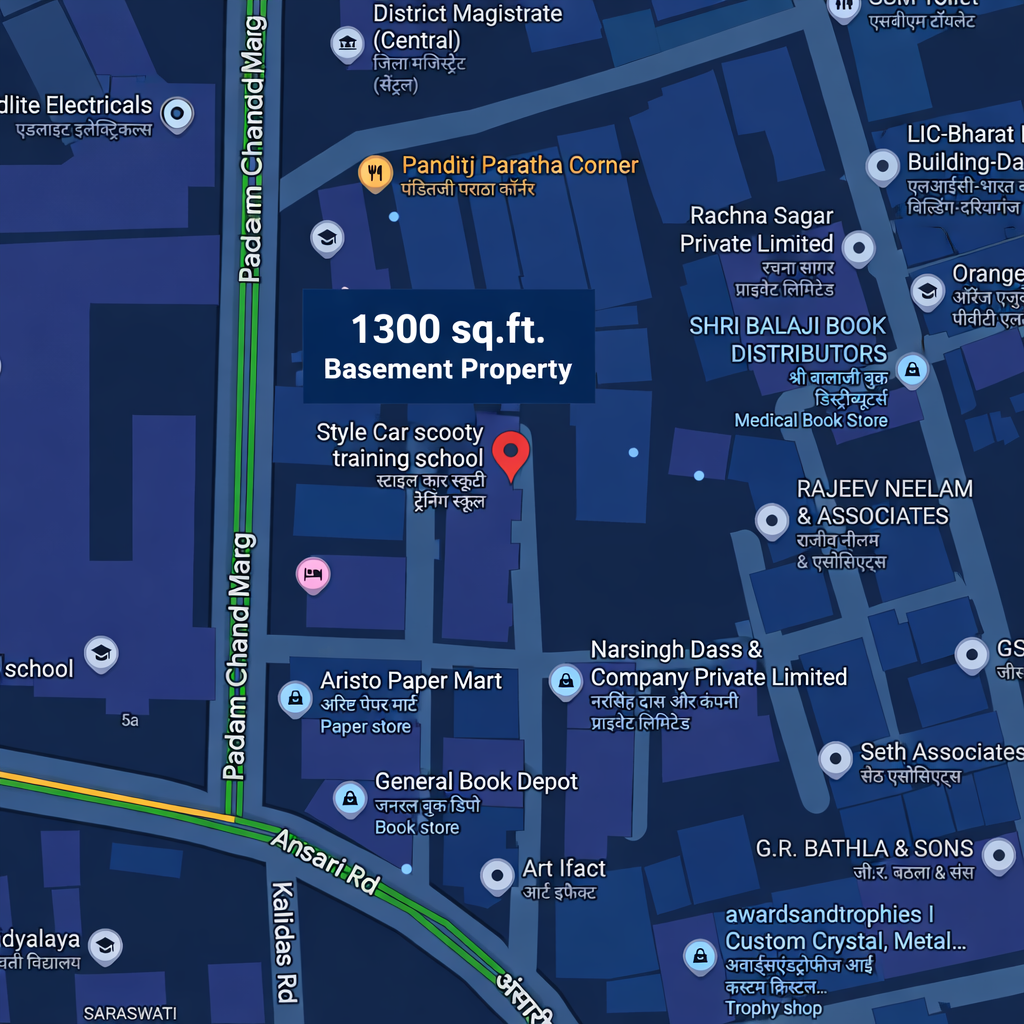 1300 SQFT Basement Daryaganj - Map